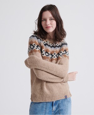 Superdry Savannah Yoke Jacquard Női Kötöttáru Barna | UTOAK9073